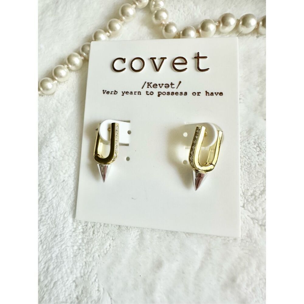 Covet gold and silver color link dangle earrings